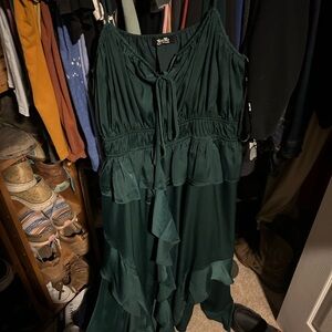 Miss Me Dark Green High Low Dress